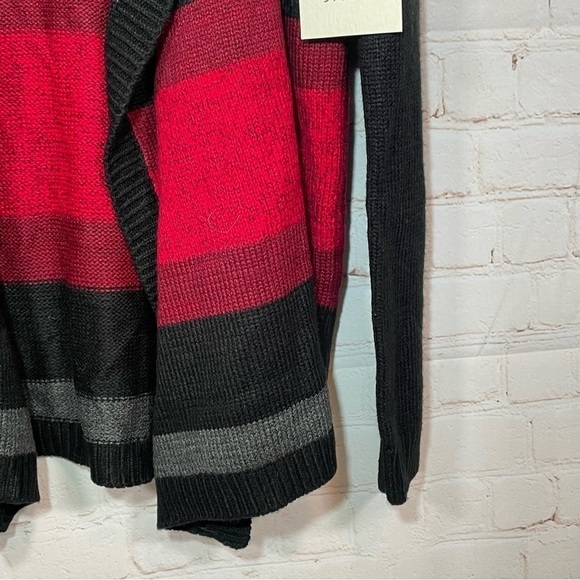 Jack Sweater Womens Size Large Black Red Gray Open Cardigan Striped NWT - Picture 5 of 13